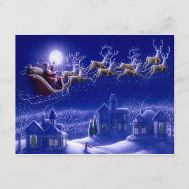 Cartes Pour Fêtes Annuelles Joyeux Noël Père Noël et sa sleigh (Devant)