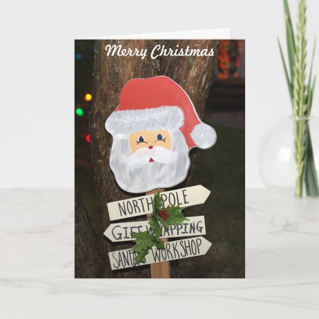 Cartes Pour Fêtes Annuelles Joyeux Noël Père Noël Pôle Nord (Devant)