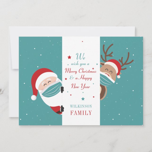 Cartes Pour Fêtes Annuelles Joyeux Noël Père Noël Reindeer Famille (Devant)