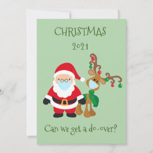 Cartes Pour Fêtes Annuelles Joyeux Noël Père Noël Reindeer Visage Masque 2020