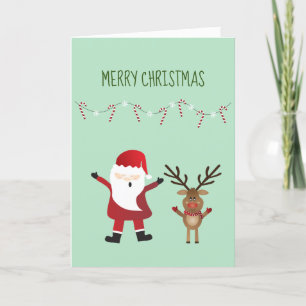 Cartes Pour Fêtes Annuelles Joyeux Noël Père Noël Rudolph Reindeer Rouge