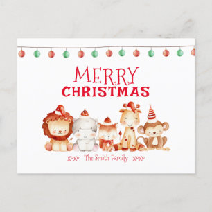 Cartes Pour Fêtes Annuelles Joyeux Noël, Père Noël Safari Animaux