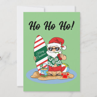Cartes Pour Fêtes Annuelles Joyeux Noël Père Noël sur la plage de Surf d'été