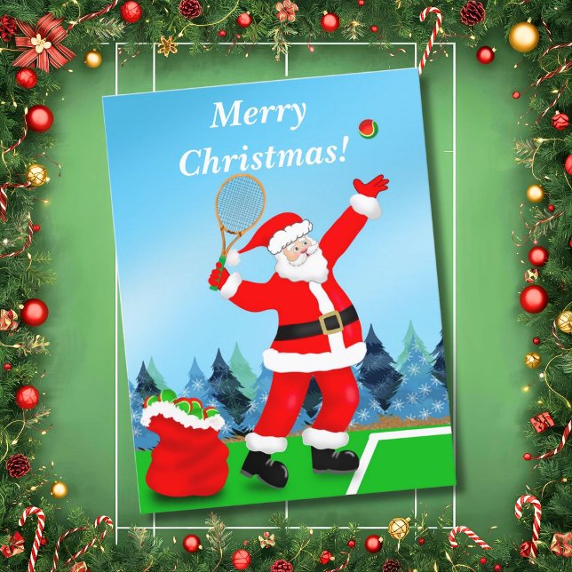 Cartes Pour Fêtes Annuelles Joyeux Noël Père Noël Tennis (Créateur téléchargé)