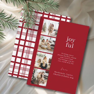 Cartes Pour Fêtes Annuelles Joyeux Noël Personnalisé 4 Photo Collage