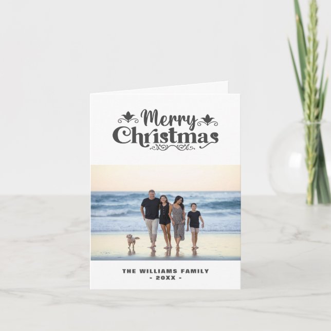 Cartes Pour Fêtes Annuelles Joyeux Noël Personnalisé Famille Photo Simple Mode (Devant)