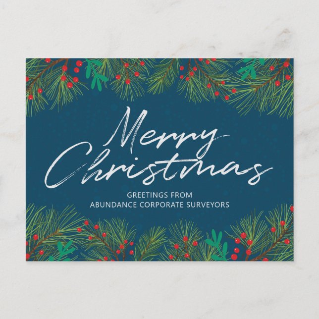 Cartes Pour Fêtes Annuelles Joyeux Noël personnalisé Holly et Berries (Devant)