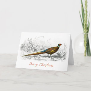 Cartes Pour Fêtes Annuelles Joyeux Noël Pheasant art vintage plié