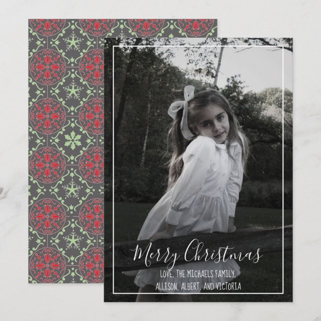 Cartes Pour Fêtes Annuelles Joyeux Noël Photo Calligraphie Script Simple (Devant / Derrière)