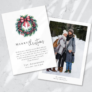 Cartes Pour Fêtes Annuelles Joyeux Noël Photo Coquette Bow Wreath