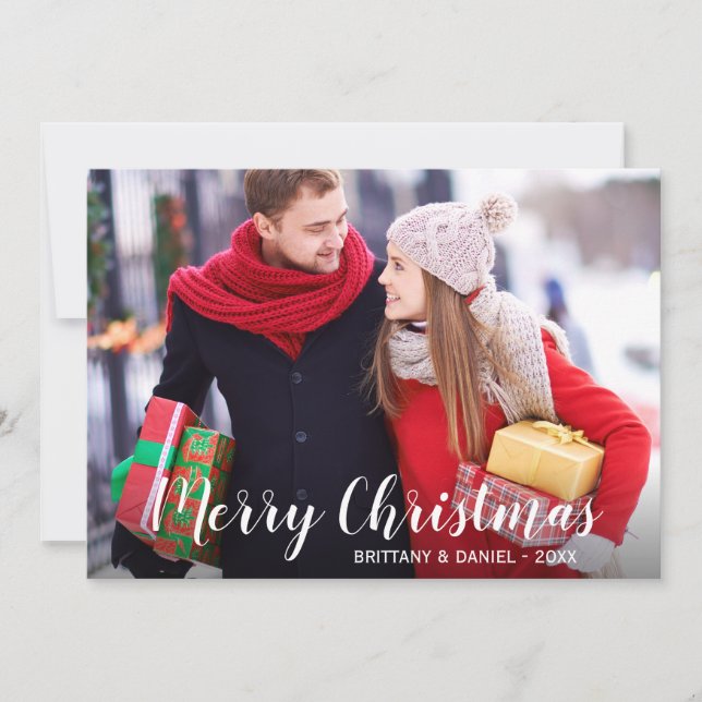 Cartes Pour Fêtes Annuelles Joyeux Noël Photo Couple Card WSt (Devant)