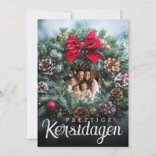Cartes Pour Fêtes Annuelles Joyeux Noël Photo Couronne de Noël Pommes de pin