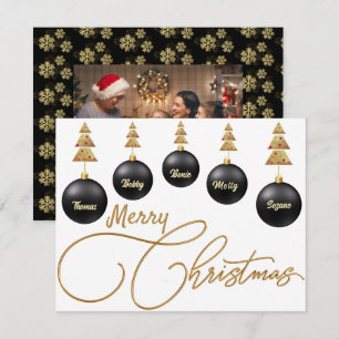 Cartes Pour Fêtes Annuelles Joyeux Noël ! Photo d'arbre doré au dos blanc