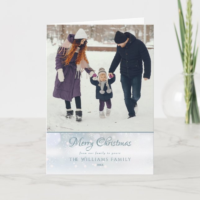 Cartes Pour Fêtes Annuelles Joyeux Noël Photo Élégant Frost d'hiver (Devant)