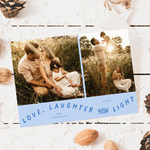 Cartes Pour Fêtes Annuelles Joyeux Noël Photo Lumière Bleue Glacée