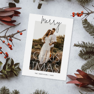 Cartes Pour Fêtes Annuelles Joyeux Noël. Photo minimaliste simple et moderne