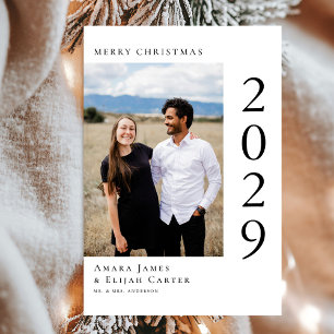 Cartes Pour Fêtes Annuelles Joyeux Noël photo noir et blanc moderne