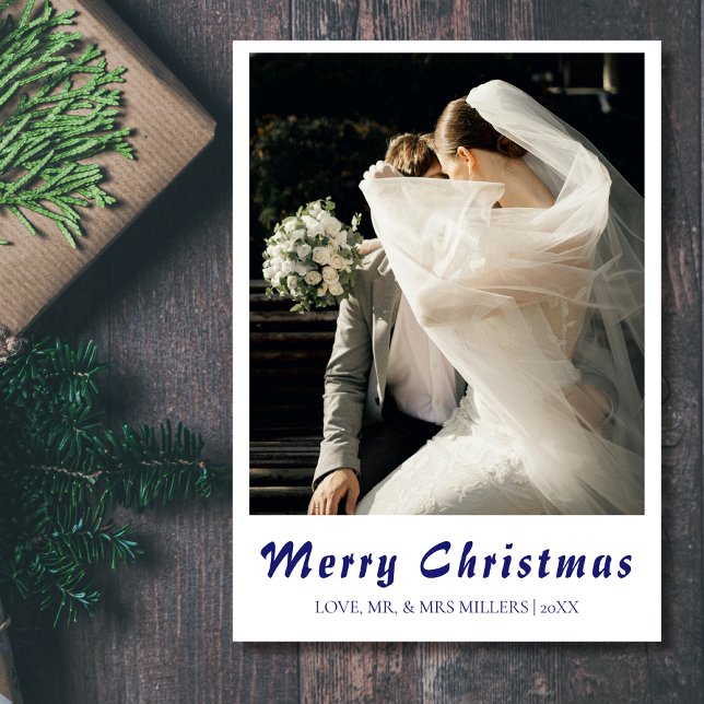 Cartes Pour Fêtes Annuelles Joyeux Noël photo nouvellement mariée (Créateur téléchargé)