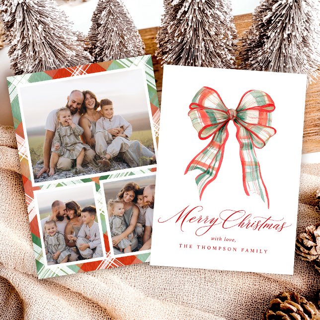 Cartes Pour Fêtes Annuelles Joyeux Noël Photo Rouge Vert (Créateur téléchargé)