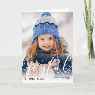 Cartes Pour Fêtes Annuelles Joyeux Noël Photo Script Joyful Chic Modern