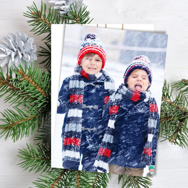 Cartes Pour Fêtes Annuelles Joyeux Noël Photo Simple Aquarelle Ornements (Merry Christmas simple holiday photo greeting card.)