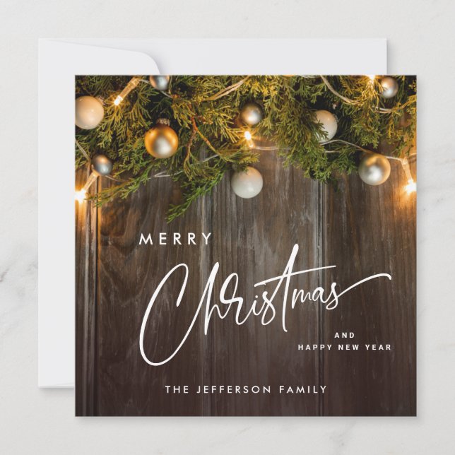 Cartes Pour Fêtes Annuelles Joyeux Noël Pine Cônes Rustique Salutation Boho (Devant)