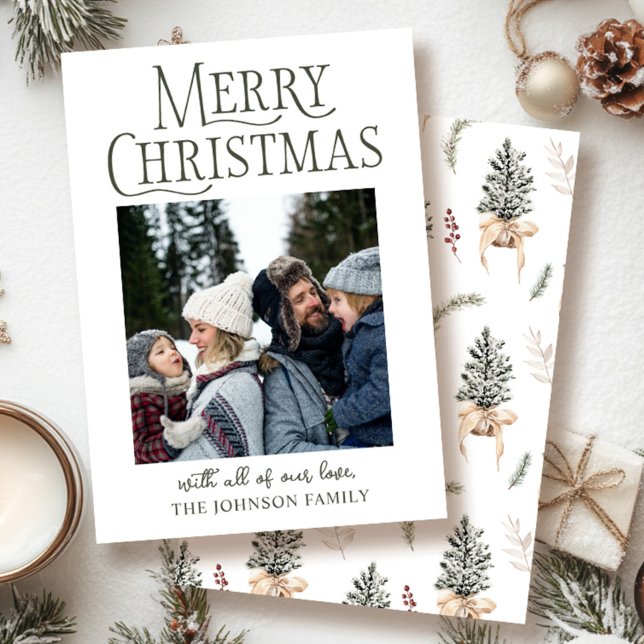 Cartes Pour Fêtes Annuelles Joyeux Noël Pine Photo (Créateur téléchargé)