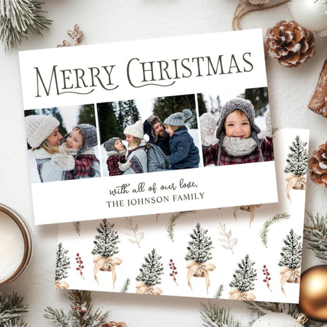 Cartes Pour Fêtes Annuelles Joyeux Noël Pine Trois Photo (Créateur téléchargé)