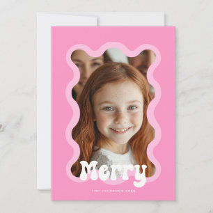 Cartes Pour Fêtes Annuelles Joyeux Noël Pink Scallop Vague de vacances Design