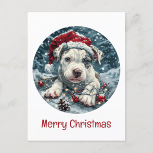 Cartes Pour Fêtes Annuelles Joyeux Noël Pit Bull Père Noël Puppy