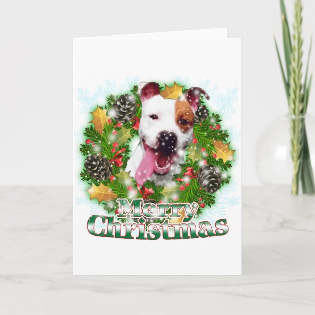 Cartes Pour Fêtes Annuelles Joyeux Noël Pitbull (Devant)