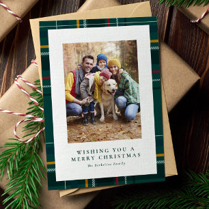 Cartes Pour Fêtes Annuelles Joyeux Noël plaid vert une photo