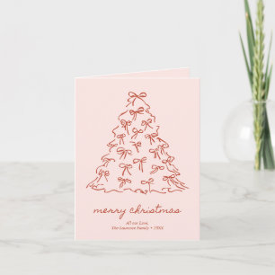 Cartes Pour Fêtes Annuelles Joyeux Noël plié rose et rouge élégant sans photo