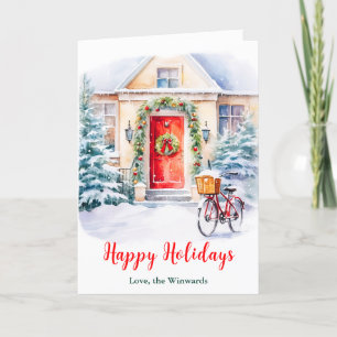 Cartes Pour Fêtes Annuelles Joyeux Noël Porche Avant Vacances de Noël