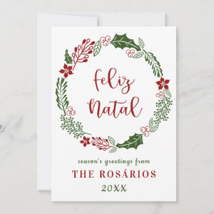 Cartes Pour Fêtes Annuelles Joyeux Noël portugais, Custom