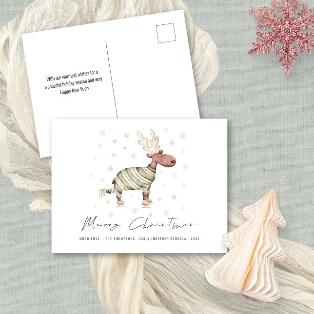 Cartes Pour Fêtes Annuelles Joyeux Noël pour les amateurs de patinage (Convenient postcard alternative)