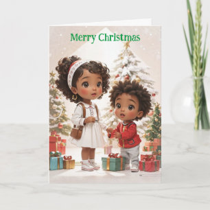Cartes Pour Fêtes Annuelles Joyeux Noël pour les enfants afro-américains