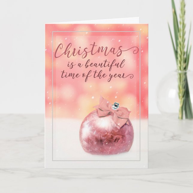 Cartes Pour Fêtes Annuelles Joyeux Noël pour quiconque Ornement Rose Beau (Devant)