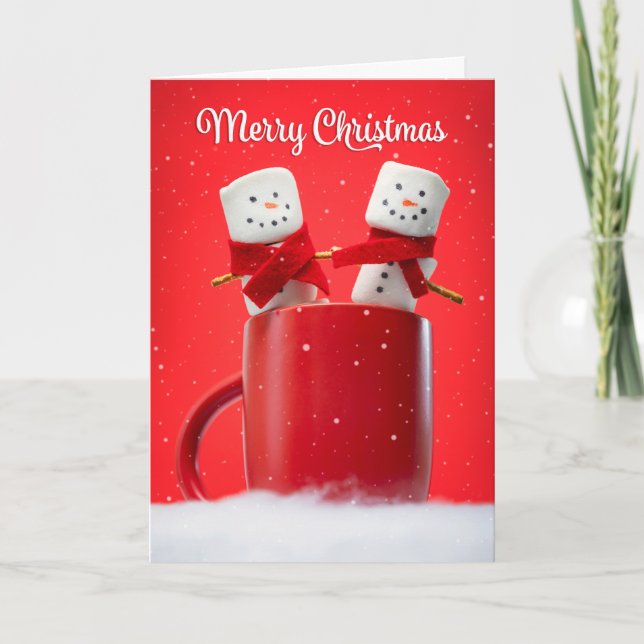 Cartes Pour Fêtes Annuelles Joyeux Noël pour tout couple de marshmallows (Devant)