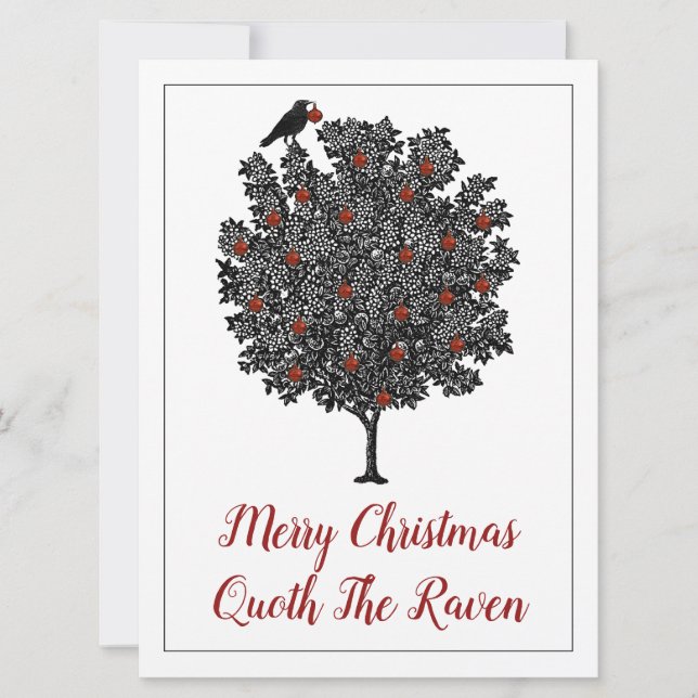 Cartes Pour Fêtes Annuelles Joyeux Noël Quoth Le Corbeau (Devant)