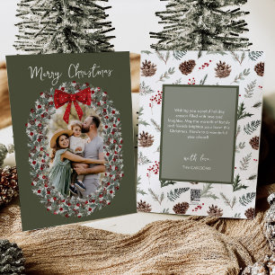 Cartes Pour Fêtes Annuelles Joyeux Noël Red Bow Photo de famille