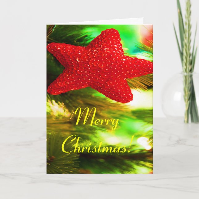 Cartes Pour Fêtes Annuelles Joyeux Noël Red Star III (Devant)