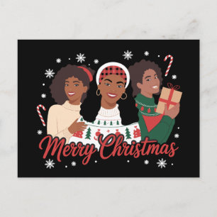 Cartes Pour Fêtes Annuelles Joyeux Noël Reine Noire Fille Africaine Mélanine