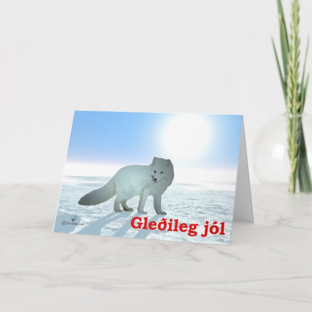 Cartes Pour Fêtes Annuelles Joyeux Noël - Renard Arctique (Devant)