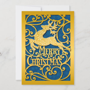 Cartes Pour Fêtes Annuelles Joyeux Noël Renne Silhouettes Flocon de Neige