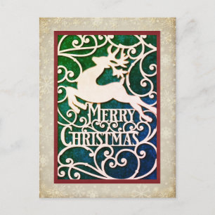Cartes Pour Fêtes Annuelles Joyeux Noël Renne Silhouettes Flocon de Neige