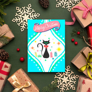 Cartes Pour Fêtes Annuelles Joyeux Noël Retro Chat Siamese