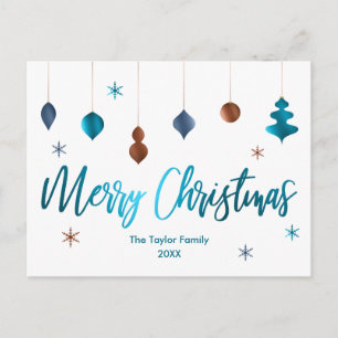 Cartes Pour Fêtes Annuelles Joyeux Noël Retro Cuivre Turquoise Décor Marine