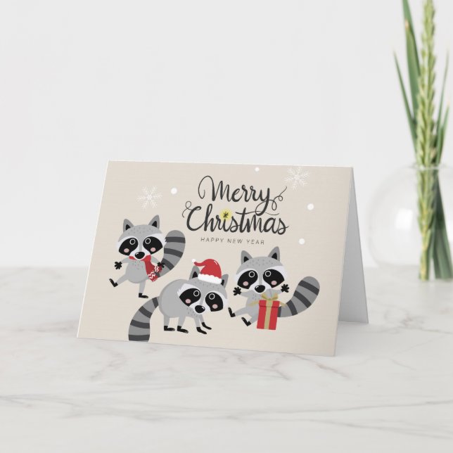 Cartes Pour Fêtes Annuelles Joyeux Noël Retro Cute Hipster (Devant)