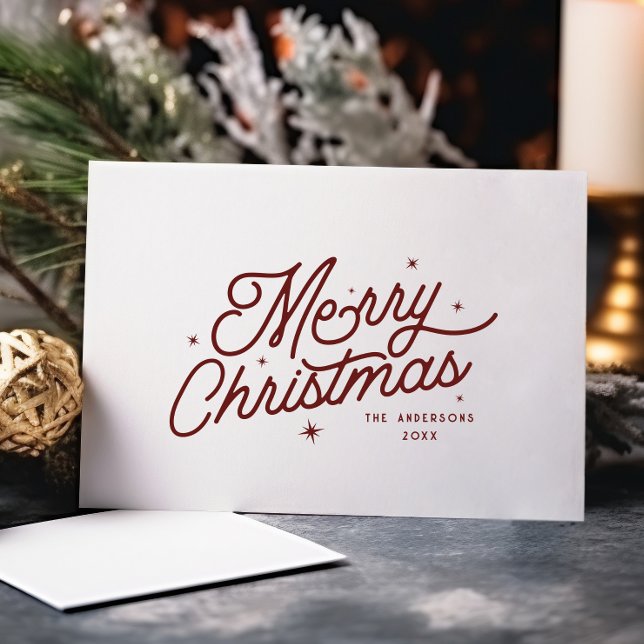 Cartes Pour Fêtes Annuelles Joyeux Noël rétro moderne | Monogram Online 3-slot (Créateur téléchargé)